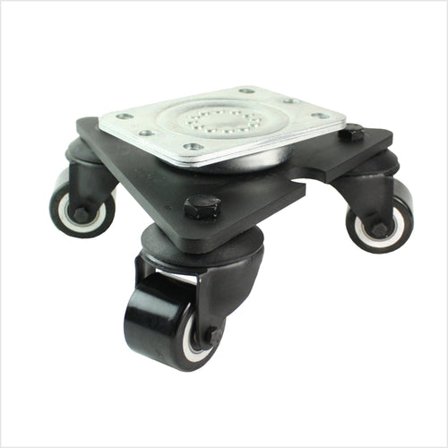 Mini tocadiscos de 50 mm de alta resistencia con rueda de poliuretano negra, superficie de rodadura plana: rodillo de PU negro visualmente discreto con perfil plano.