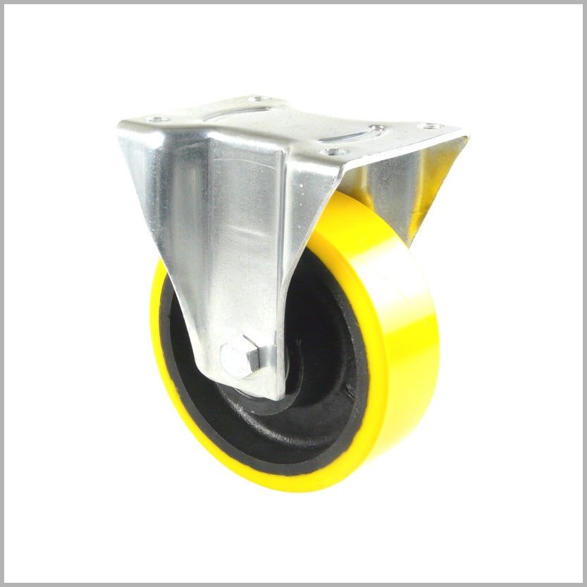 Rueda fija de alta resistencia de 200 mm con rueda de poliuretano, llanta de acero y rodamiento de bolas - B-L/120K/200/50