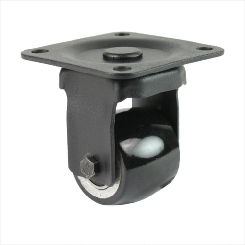 Mini rueda giratoria negra de alta resistencia B-MIB-691KBA con rueda abombada, diámetro de rueda de 50 mm, rueda giratoria industrial compacta para la construcción de muebles, tiendas y stands de exposición.