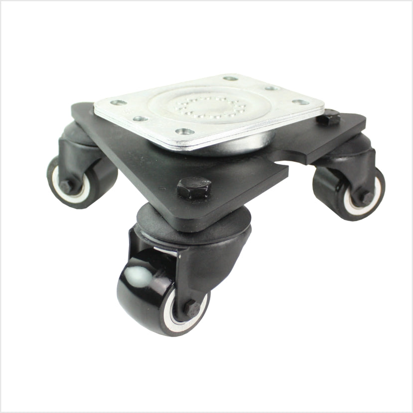 Mini tocadiscos de 50 mm de alta resistencia con rueda de poliuretano negra y superficie de rodadura convexa: rueda de PU negra con perfil convexo para una maniobrabilidad óptima.