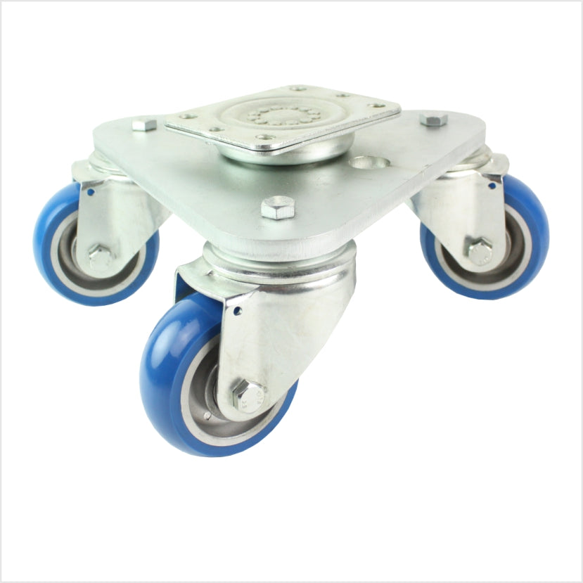 100 mm Drehteller 3 Soft-PU-Lenkrollen, ballig - DRT-TS/108KBA/100/40