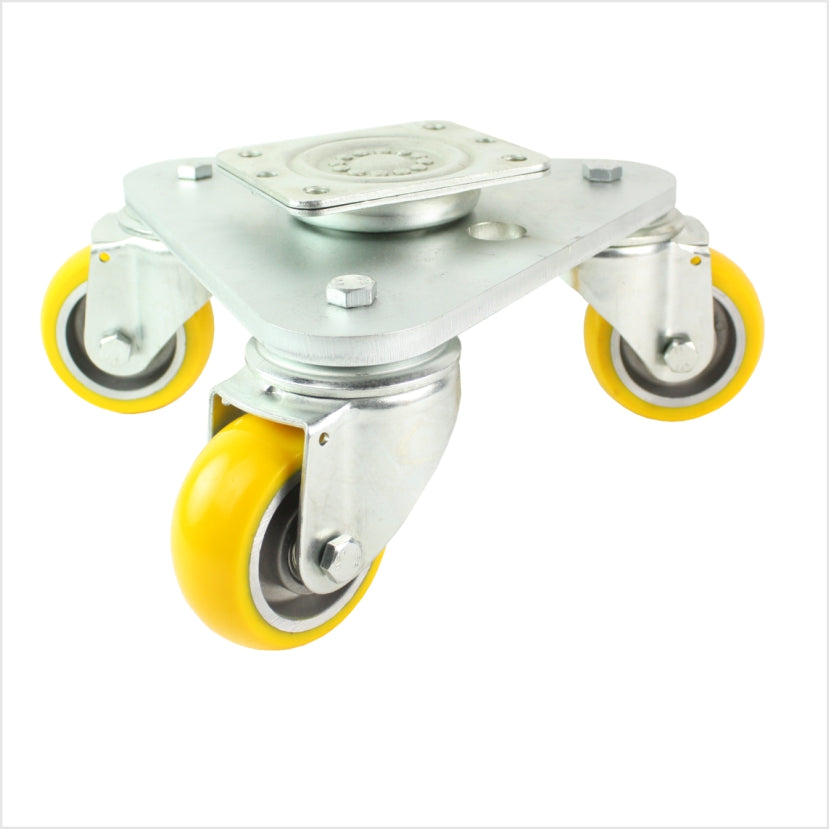 Plato giratorio de 80 mm, 3 ruedas giratorias económicas de poliuretano, con borde abombado - DRT-TS/111KBA/080/30