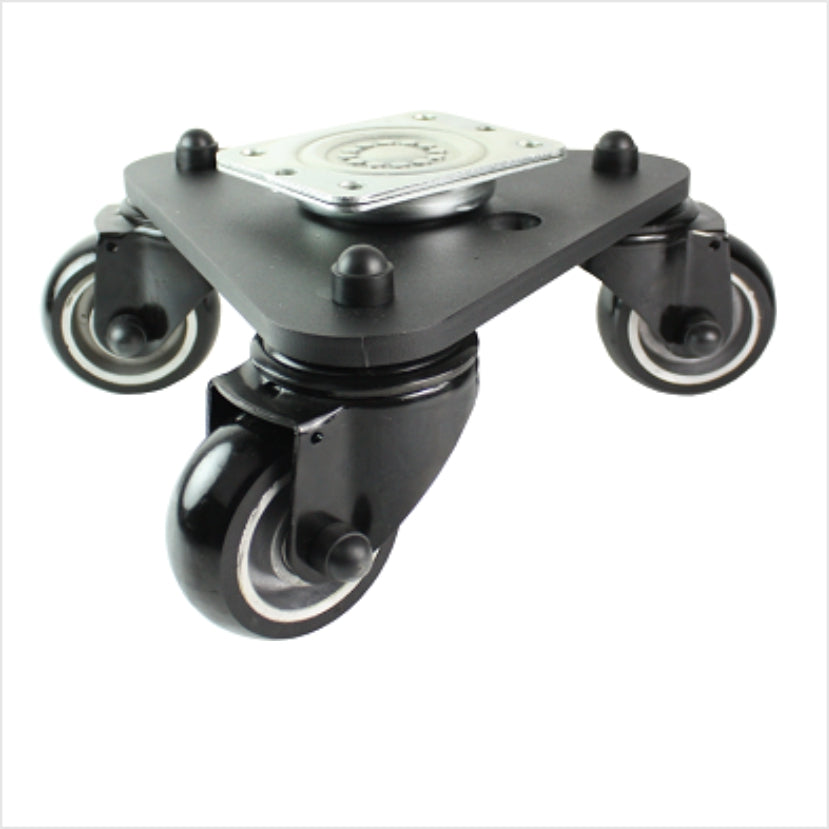 Plato giratorio de 80 mm con 3 ruedas giratorias económicas de poliuretano, con borde abombado, color negro - DRT-TSB/112KBA/080/30