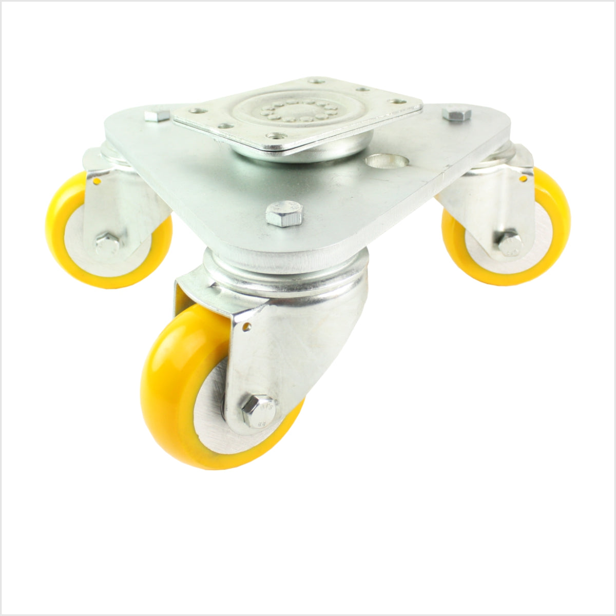 100 mm Drehteller 3 professionell-PU-Lenkrollen, ballig, gelb - DRT-TSS/690KBA/100/22