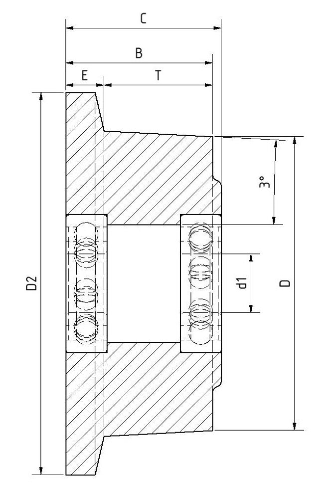 Spurkranzrad aus Stahl S355 - Kranz-Ø: 125 mm Rad-Ø:  100 mm