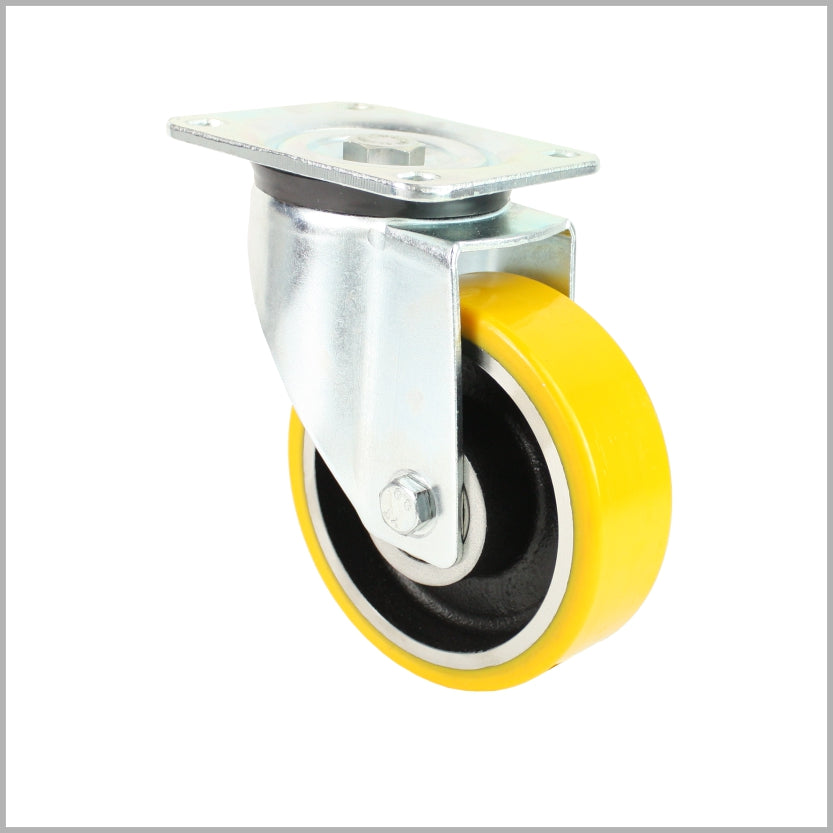 150 mm Schwerlast-Lenkrolle PU-Rad, Stahlfelge, Kugellager - L-L/120K/150/50