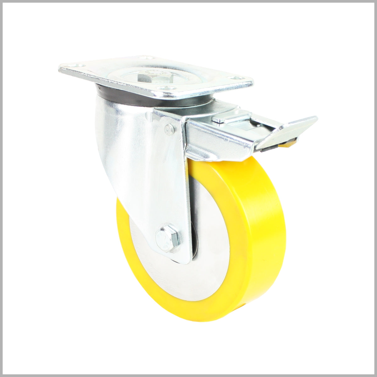 200 mm Lenkrolle mit Feststeller PU-Rad, flach, Kugellager - LTB-L/690KFL/200/50