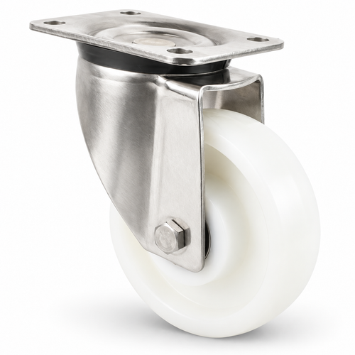 Rueda giratoria de acero inoxidable para cargas pesadas 200 mm con rueda de poliamida, rodamiento de bolas – L-LN/200NK/200/50