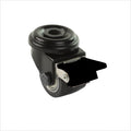 35 mm mini Schwerlastrolle Lenkrolle schwarz mit Rückenloch, Feststeller, Bremshebel schwarz, Polyurethan-Rad schwarz mit 2 Kugellagen.
