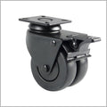75 mm Schwarze Doppel-Lenkrolle mit Bremse – Gummi-Räder – Möbelrolle mit Totalfeststeller