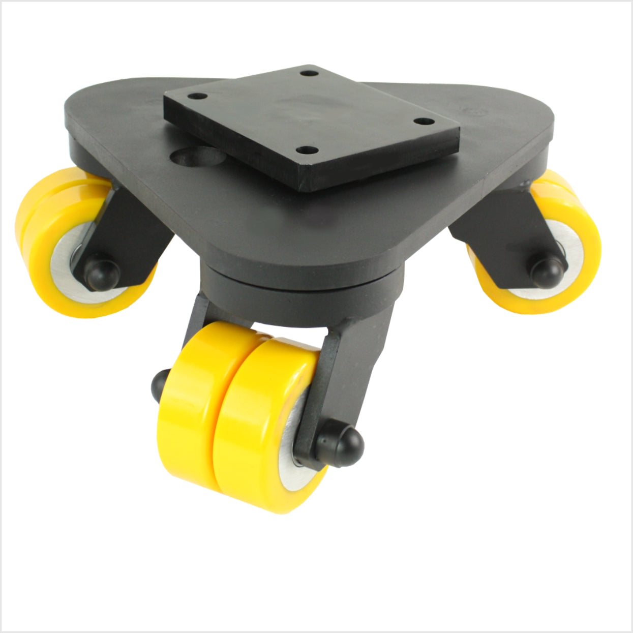 100 mm Schwerlast-Drehteller, 3 PU-Doppellenkrollen, flach - DRT-MG/690KFL/100/30