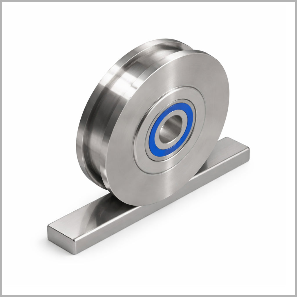 Rueda de doble brida de 175 mm, acero inoxidable AISI304, rodamiento de bolas - DSPR-9743K/175/60/30/20