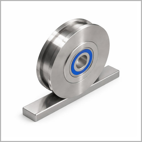 Rueda de doble brida de 175 mm, acero inoxidable AISI304, rodamiento de bolas - DSPR-9743K/175/60/30/20