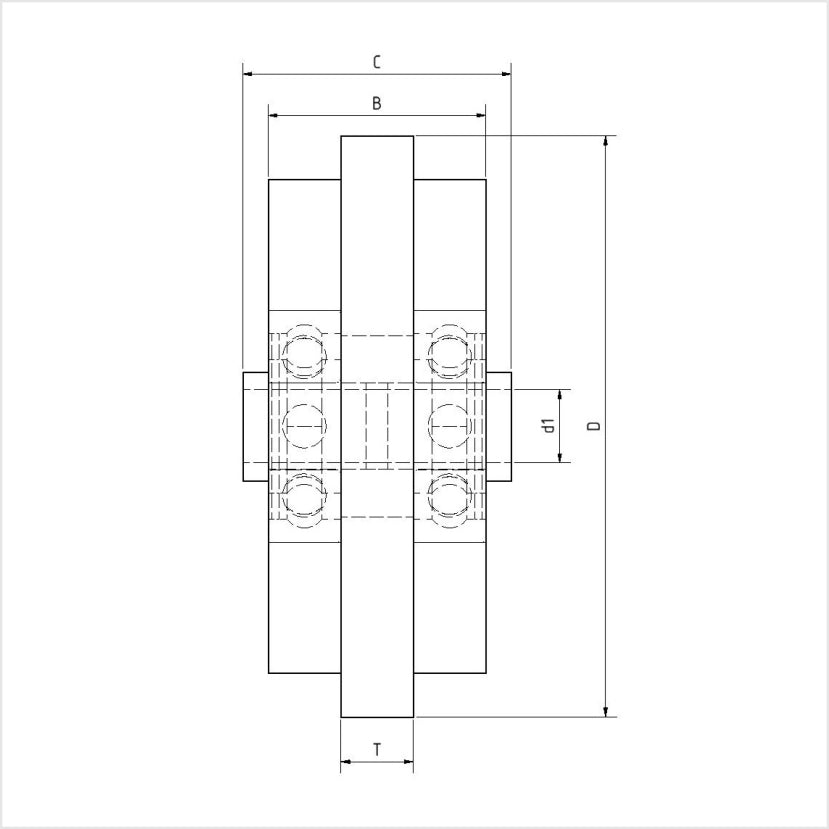 Einspurrad 100×30 mm Polyamid Edelstahl-Kugellager 30-mm-Aluminiumprofil