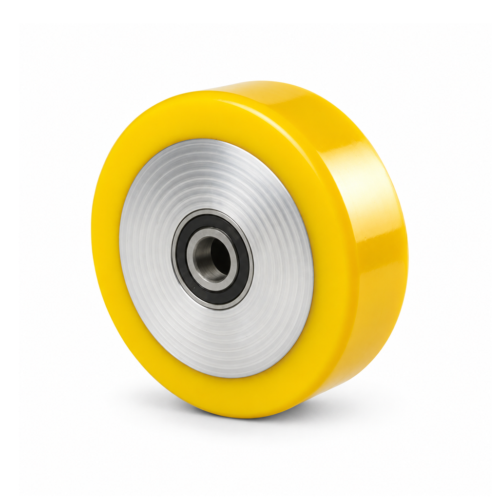 150 × 50 mm Polyurethan-Rad mit Alu-Vollkern, flach – Serie 690