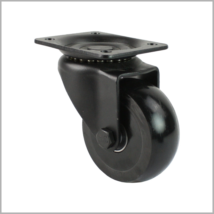 Rueda giratoria negra de 80 mm con rueda de poliuretano.