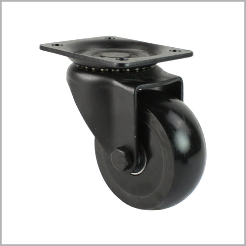 Rueda giratoria negra de 80 mm con rueda de poliuretano.