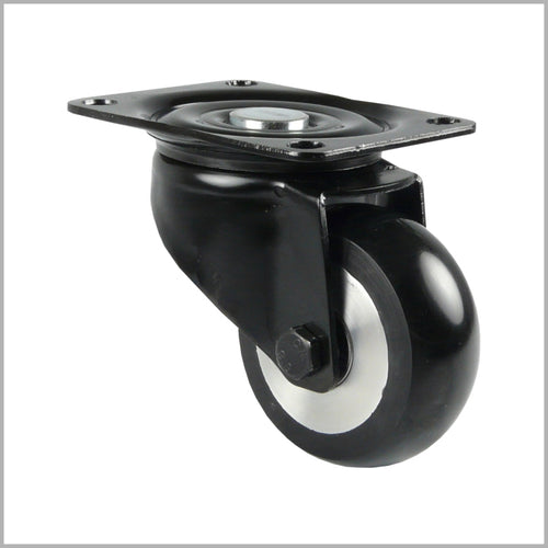 Rueda giratoria negra de alta resistencia de 150 mm con rueda de poliuretano abombada y rodamiento de bolas.