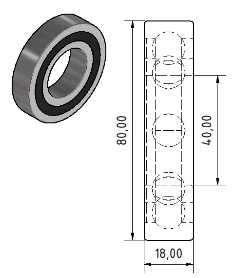 6208 2RS Dimensiones: 40 x 80 x 18 mm Rodamiento de bolas de ranura profunda