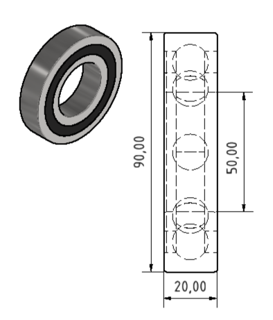 6210 2RS Dimensiones: 50 x 90 x 20 mm Rodamiento de bolas de ranura profunda