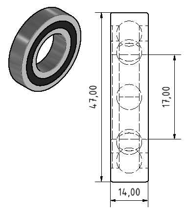 6303 2RS ​​Dimensiones: 17 x 47 x 14 mm Rodamiento de bolas de ranura profunda