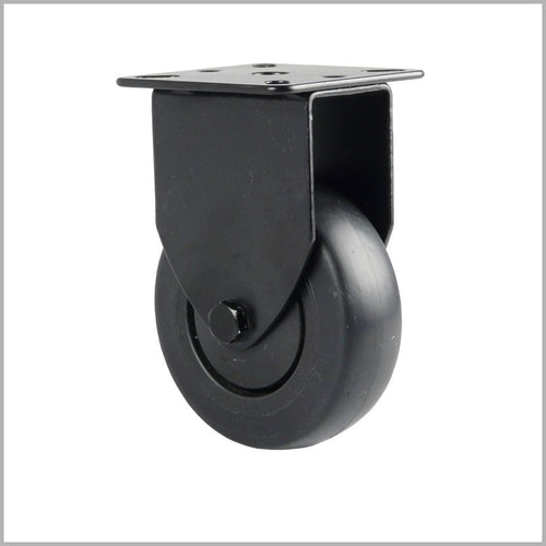 Rueda giratoria ligera de 75 mm con carcasa y rueda negras para muebles.